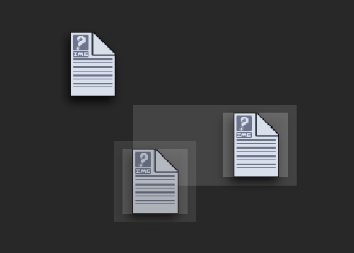 files on a simulated desktop