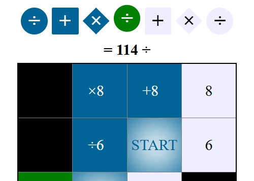 A puzzle grid of tiles and numbers.